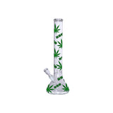 18" Amsterdam Green Leaves Designs Glass Bong - GB6